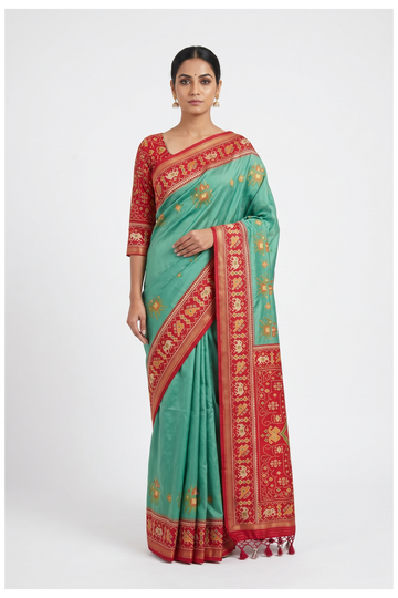 Jade Green Banarasi Silk Saree With Weaving