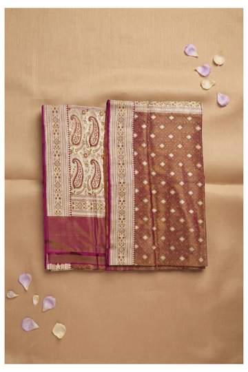 Wine Banarasi Pure Silk Wedding Saree
