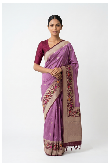 Mauve Banarasi Art Silk Saree For Wedding & Party Wear