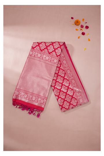 Rani Pink Banarasi Silk Art Silk Wedding Party Saree
