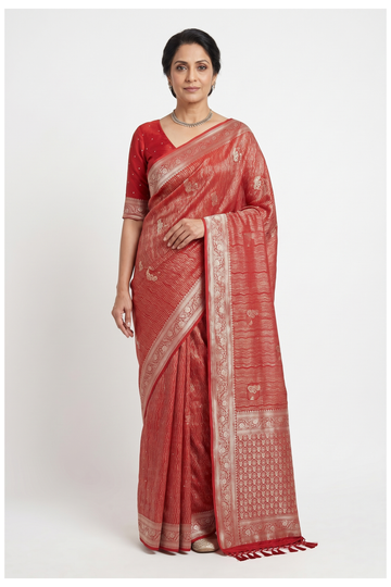 Maroon Banarasi Georgette Wedding Partywear Saree