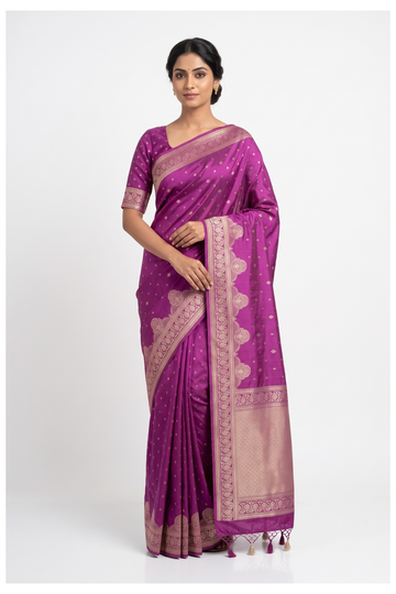 Magenta Banarasi Art Silk Saree For Wedding & Party Wear