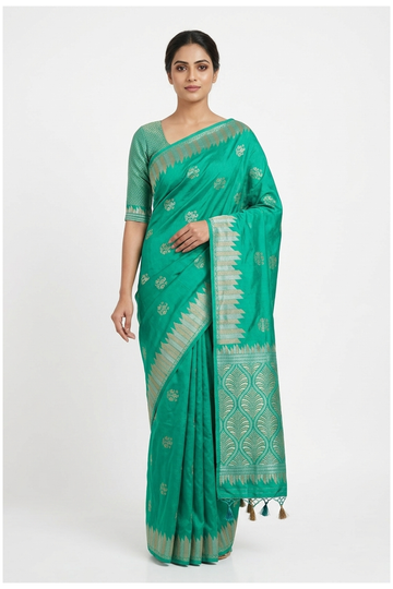 Teal Banarasi Art Silk Wedding Saree