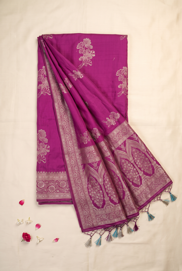 Magenta Banarasi Art Silk Wedding Party Wear Saree