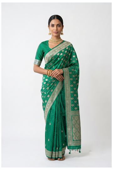 Bottle Green Banarasi Art Silk Wedding Saree