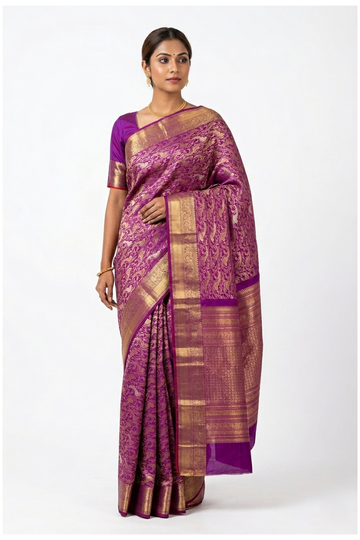 Magenta Pure Silk South Silk Wedding Saree
