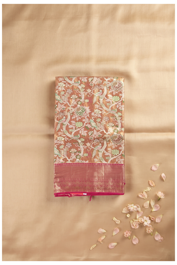 Champagne South Silk Pure Tissue Silk Wedding Saree