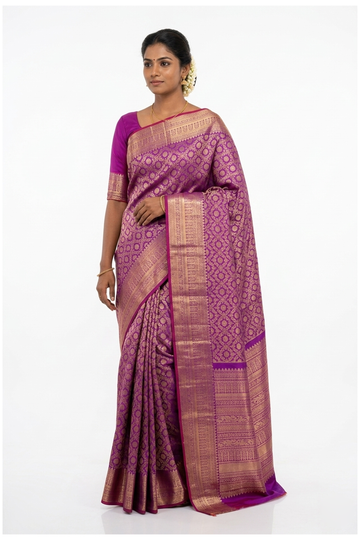 Magenta Pure Silk South Silk Wedding And Party Wear Saree