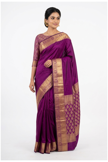 Magenta Pure Silk South Silk Wedding & Party Wear Saree
