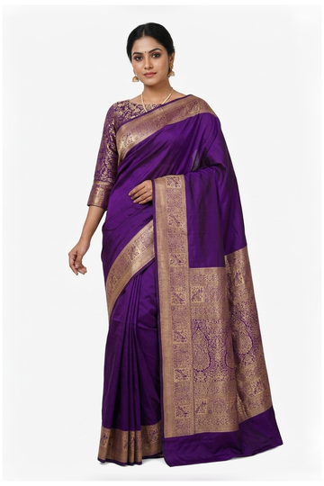 Purple Pure Silk South Wedding & Party Wear Saree