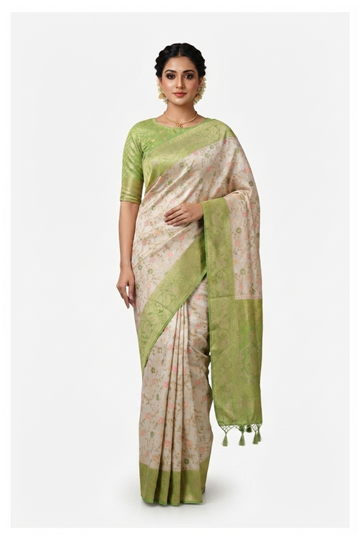 Ivory South Silk Art Silk Wedding Party Saree