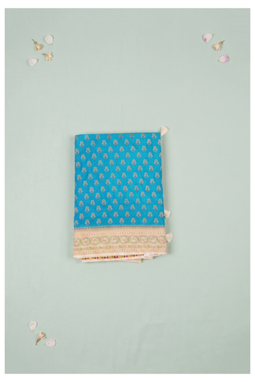 Aqua Blue Banarasi Art Silk Wedding & Party Wear Saree