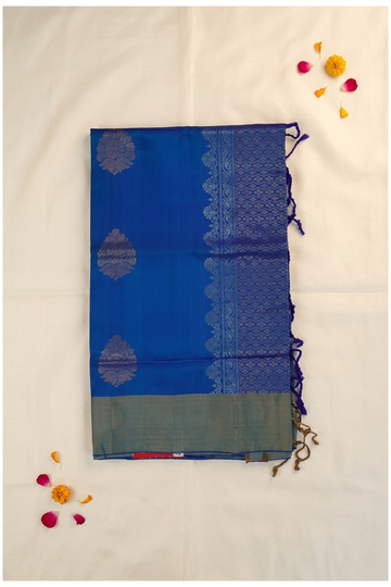Royal Blue Banarasi Pure Silk Butta Border Saree
