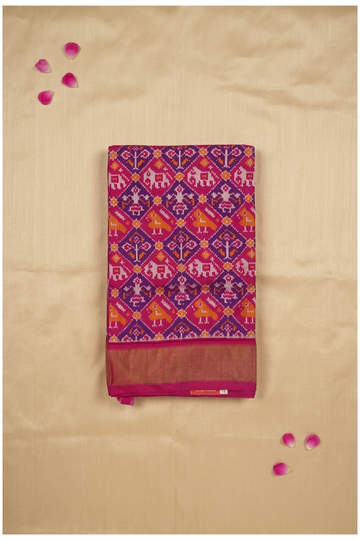 Magenta & Purple Patola Inspired Pure Silk Heritage Saree