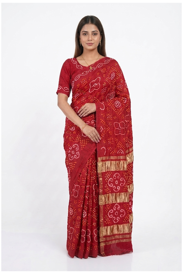 Maroon Bandhni Dola Art Silk Wedding & Party Wear Saree