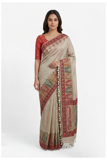 Champagne Banarasi Pure Silk Wedding Saree