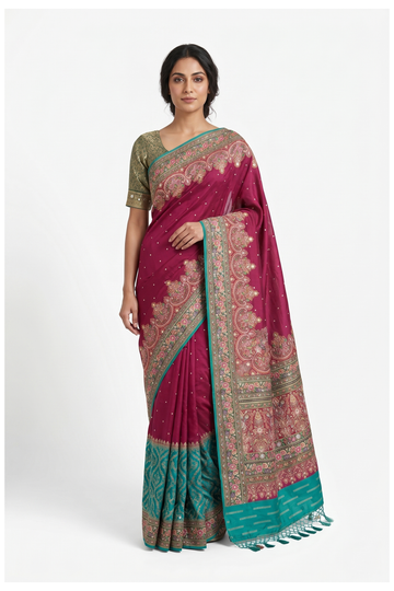 Magenta Pure Silk Banarasi Wedding & Party Wear Saree