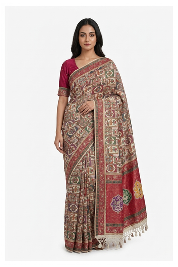 Maroon Banarasi Gajji Silk Wedding & Party Wear Saree