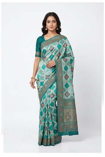 Teal Banarasi Art Silk Wedding & Partywear Saree