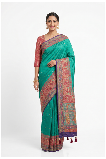 Teal Banarasi Art Silk Wedding & Party Wear Saree