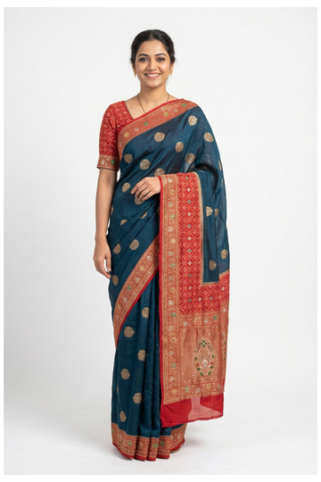 Teal Banarasi Art Silk Wedding Saree