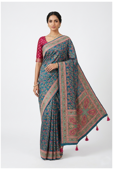 Teal Banarasi Art Silk Wedding Saree