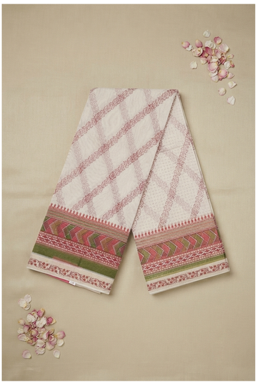 Ivory Cotton Printed Party Wear Saree