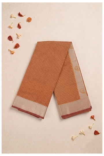 Rust Cotton Printed Wedding & Party Wear Saree