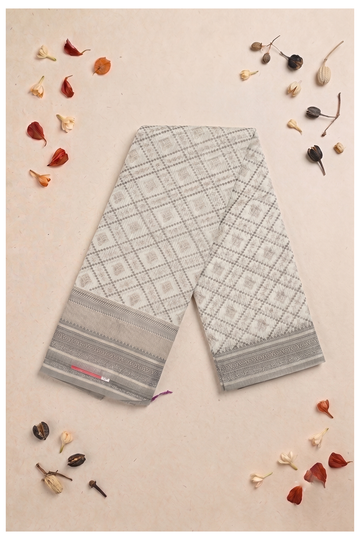Ecru Cotton Wedding & Party Wear Saree
