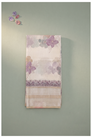 Cream Cotton Wedding And Party Wear Saree