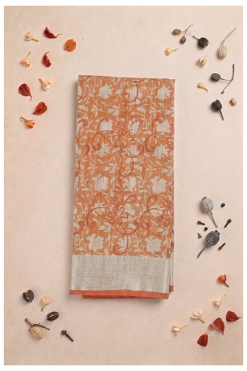 Terracotta Cotton Saree For Wedding & Party Wear