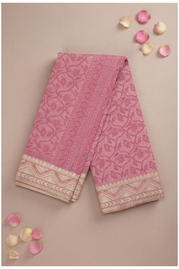 Rose Pink Banarasi Art Silk Saree For Wedding & Party Wear