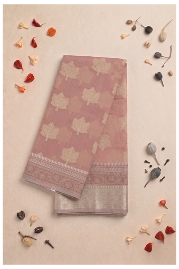 Peach Cotton Saree For Wedding And Party Wear