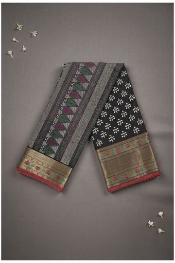 Black Banarasi Art Silk For Wedding & Party Wear