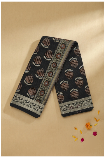 Black Banarasi Art Silk Wedding Party Wear Saree