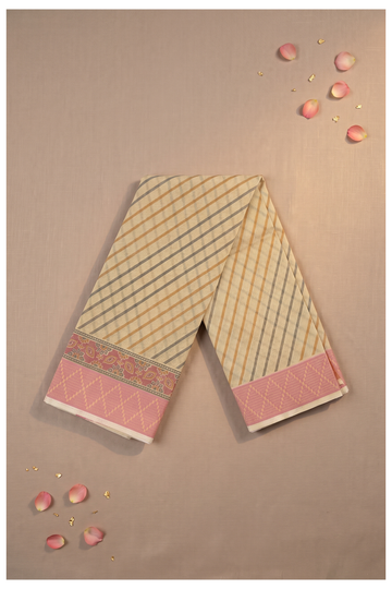 Ecru Cotton Wedding Party Wear Saree