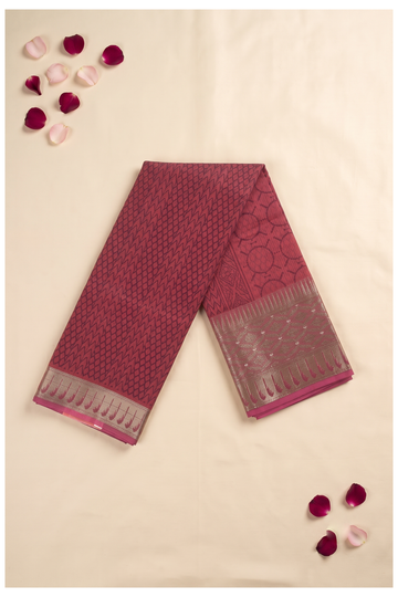 Maroon Cotton Wedding And Party Wear Saree