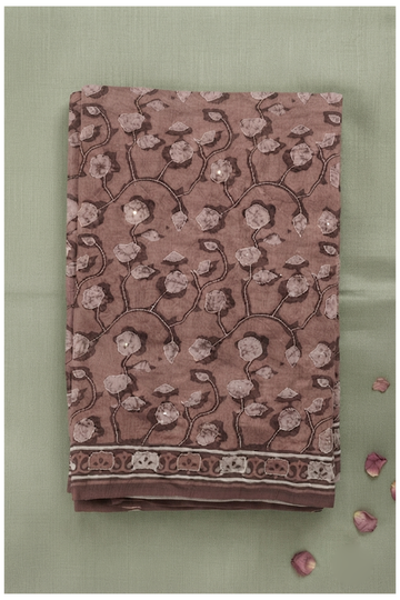 Mauve Printed Cotton Party Wear Saree