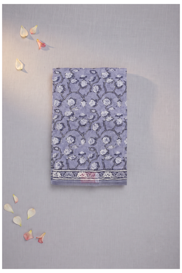 Periwinkle Blue Printed Cotton Wedding & Party Wear Saree