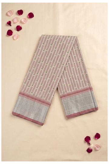 Light Beige Printed Cotton Wedding & Party Wear Saree