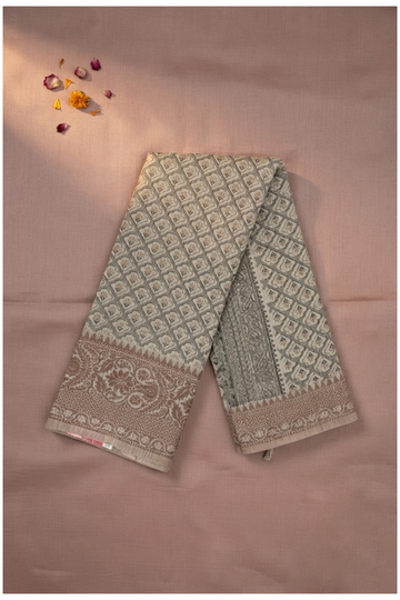 Ecru Printed Cotton Wedding Wear