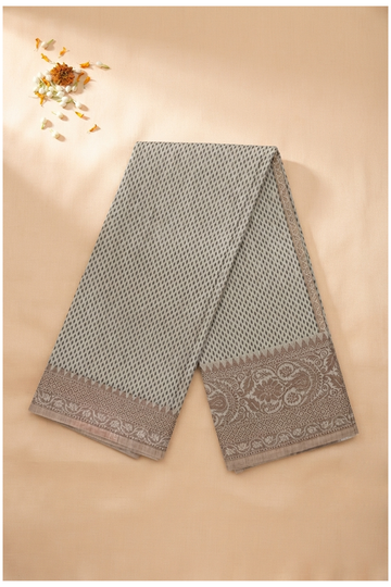 Champagne Printed Cotton Wedding & Party Wear Saree