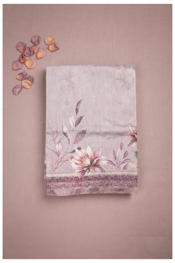 Mauve Cotton Printed Wedding & Party Wear Saree