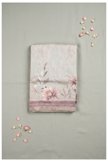 Sage Green Printed Cotton Saree For Wedding & Parties