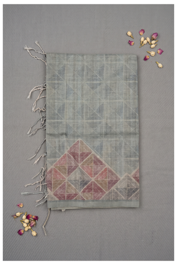 Dusty Blue Cotton Saree For Wedding & Party Wear Occasions