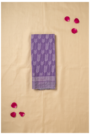 Amethyst Purple Printed Cotton Wedding & Party Wear Saree