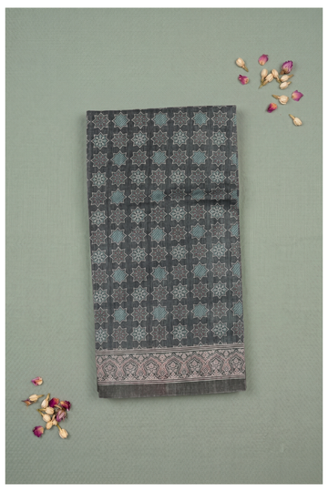 Teal Green Ajrakh Art Silk Party Wear Saree