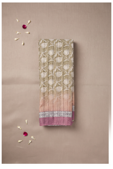 Golden Beige Cotton Wedding & Party Wear Saree