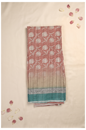 Rust Cotton Wedding Party Wear Saree
