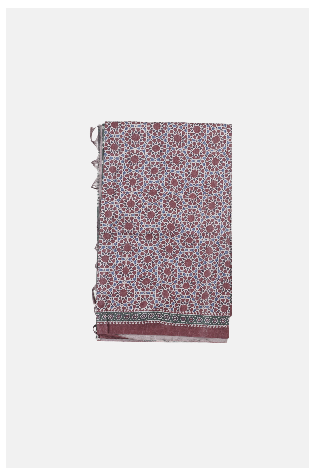Wine Printed Cotton Wedding & Party Wear Saree